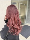 ハイトーンローズピンクのフェミニンロングヘア☆