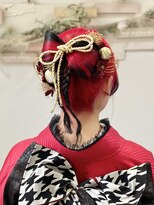ヘアセットサロンエッジ(Edge)&nbsp;二十歳のつどいにリボンポニーテール