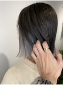 インナーカラー_マロンベージュ Aラインボブ かきあげ