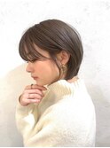 ショート/前髪/グレーベージュ×ブリーチなし/髪質改善[池袋]