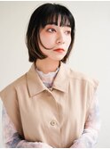 ミディアムヘア/斜めバング/グレージュカラー/新宿