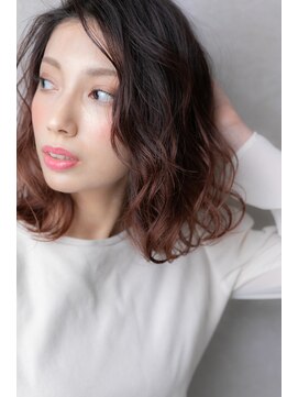 カバーヘアアンドスパ ブリス 浦和(COVER HAIR&SPA bliss) ベビーピンク波巻きウェーブかきあげボブ309X浦和20代30代40代