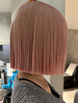 ハウ 心斎橋(how) ペールピンクブリーチダブルカラーミニボブ夏カラーピンクカラー