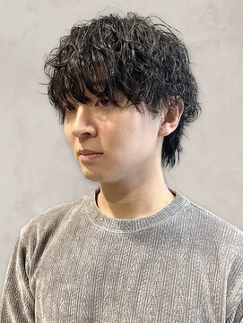ヘアープロデュース ケー(HairProduceK) 夏カラー爽やかアップバングメンズパーマ清潔感フェザーパーマ