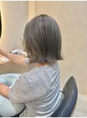 切りっぱなしボブタッセルボブケアブリーチダブルカラー韓国ボブ