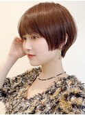 Say.丸みショートショートボブミニボブモーヴピンクダークレッド