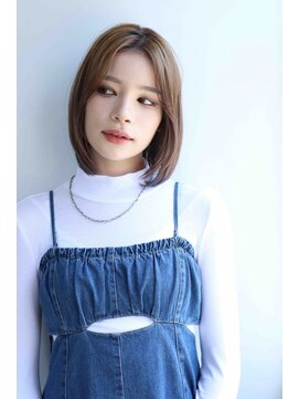 ムウ 難波(MOU) ナチュラルボブ暗めカラーグランマッシュデザイン20代30代40代50