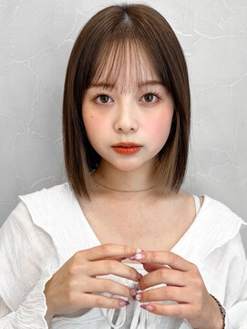 アグノス 青山(Agnos) イメチェン前髪アンブレラカラーボブワンカールナチュラルヘア