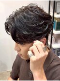 ニュアンスパーマ ツーブロック 刈り上げ 束感 20代 眉毛カット