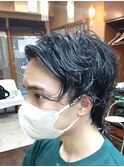 センターパートツーブロックウルフスタイル(コンマヘア)新大塚