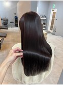 イメチェンハッシュカットフルバング似合わせレッドブラウン