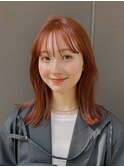 ふんわりミディアムシースルーバング大人ボブレイヤーカット