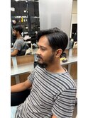 センターパートツーブロックフェードカットフェザーパーマ