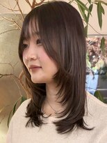トップヘアー スパアンドリラクゼーション 安城(spa&relaxation)&nbsp;安城顔まわりレイヤーミディアムショコラブラウン艶髪髪質改善