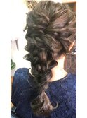 ユルフワ編みおろしアレンジヘア