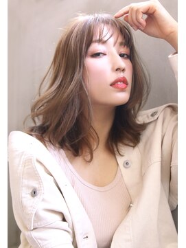 ラエティス(Laetus) 大人の上品セミディ/ペールベージュ/デジタルパーマ/Ｗカラー