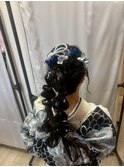 振袖×編みおろしロング