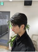 【大人メンズ】毛流れセンターパート/刈り上げショート/黒髪