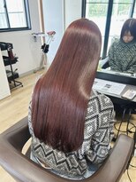 チェレ ブラン 堺東店(Chere brun)&nbsp;カシスレッド×ピンクオレンジ×髪質改善ストレート