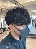 ツイストパーマツイストスパイラルパーマツーブロック刈り上げ