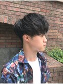 ビジネスツーブロックマッシュ ショート 束感ナチュラルパーマ