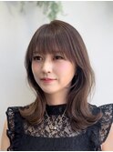くびれミディアム/韓国ヘア/大阪前髪/顔まわり/谷町四丁目