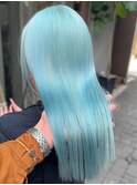 ターコイズブルー　ハイトーン　ケアブリーチ　透明感カラー