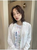【赤津美奈】ボブ　パーマ　ダークブラウン　前髪なし