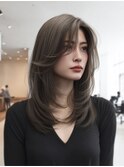 ロングフレミングハッシュミディアムレイヤーナチュラルブラウン