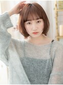 韓国風ローズベージュ外ハネ丸みショートボブh4志木20代30代40代