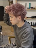 ピンクベージュ/スパイキーショート/ハイトーンショート