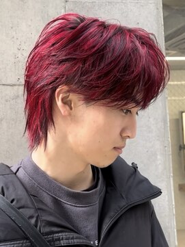 ニコトウキョウ 新宿(nico TOKYO) メンズウルフセンターパートブリーチカラーブラックローライト