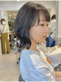 アッシュブラック前下がりぱっつん前髪【銀座】