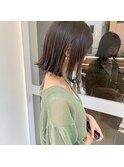 切りっぱなしボブ/外ハネボブ/ボブ/オリーブグレージュ