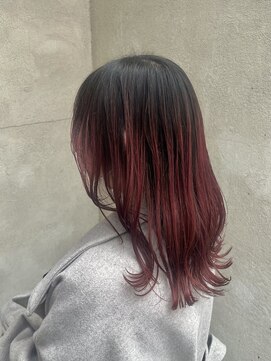 インフィニティー infinity HAIR SPACE BLOOM バレイヤージュ風ワインレッドカラー