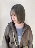 切りっぱなしボブ×オリーブグレージュ　ブリーチあり