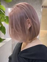 渋谷ブリーチカラータッセルボブ顔周りレイヤー切りっぱなしボブ