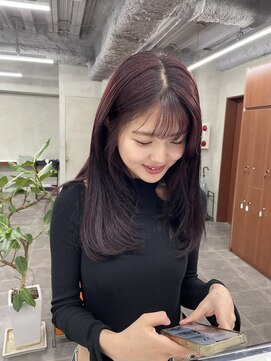 ニコ トウキョウ 渋谷(nico TOKYO) ダブルカラーチェリーレッドピンクブラウン韓国レイヤーロング