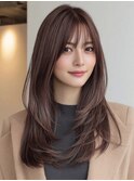 ロンググレージュ韓国ヘアオリーブベージュ_m0003