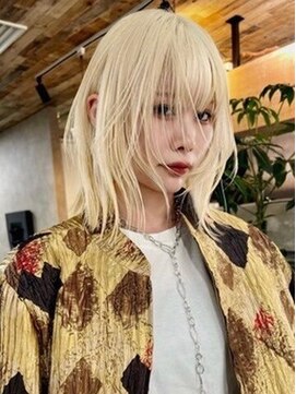 ネハス 栄(nehus.) 学割ブリーチハイライト髪質改善ダブルカラーレイヤーカット