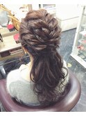 編み込みハーフアップ（ヘアセット）