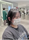 レイヤーボブ顔まわりカット外ハネ暗髪カラー群馬太田