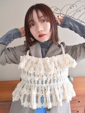 ユニカバイミリー(unica by milly) 【unica緑地公園】外ハネミディアムぱっつん前髪アースカラー