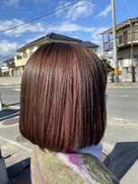 カラペア カスミ鮎川店(Color pair)&nbsp;ピンクインナーカラー×長めボブ