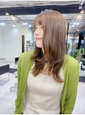 くびれヘア/レイヤー/韓国ヘア/シースルーバング/ベージュ