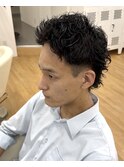 【スパイキーショートウルフ】メンズ無造作束間スパイラルパーマ