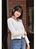 大人可愛い20代30代40代黒髪前下がりショートボブ丸みショート◎