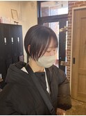 ツヤ髪スタイルニュアンスカラーショートボブセンターパート