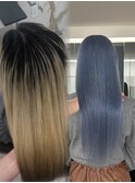 神戸三ノ宮ムラ修正ロングリタッチハイトーンブルーカラー
