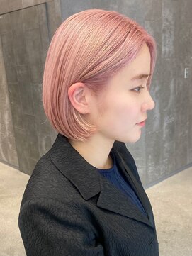 ピークアブー 原宿ハラカド(PEEK-A-BOO) ペールピンクケアブリーチ切りっぱなしボブ